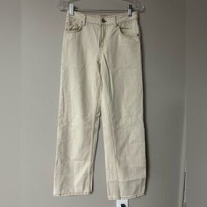 H&M Beige Straight Leg Carpenter Jeans